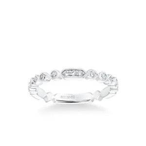Stackable Band with Diamond and Milgrain Multi-Shape Alternating Design