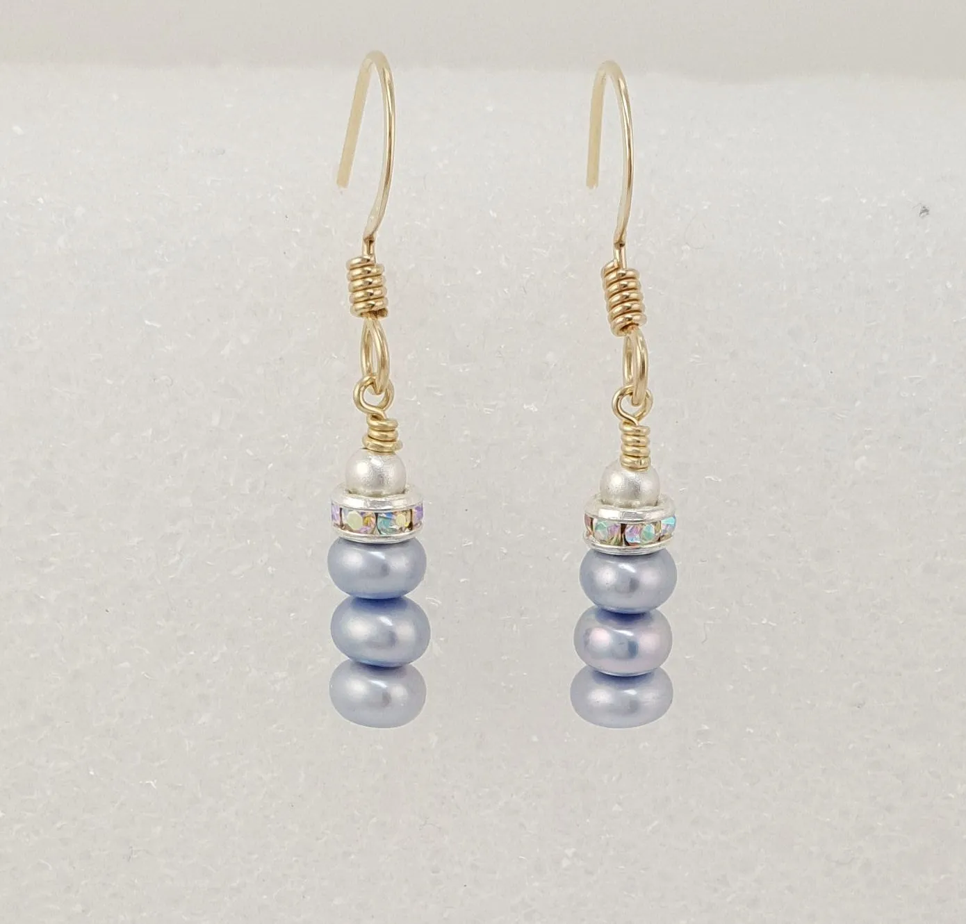Stacked Lavender Freshwater Pearl Sparkle Earrings