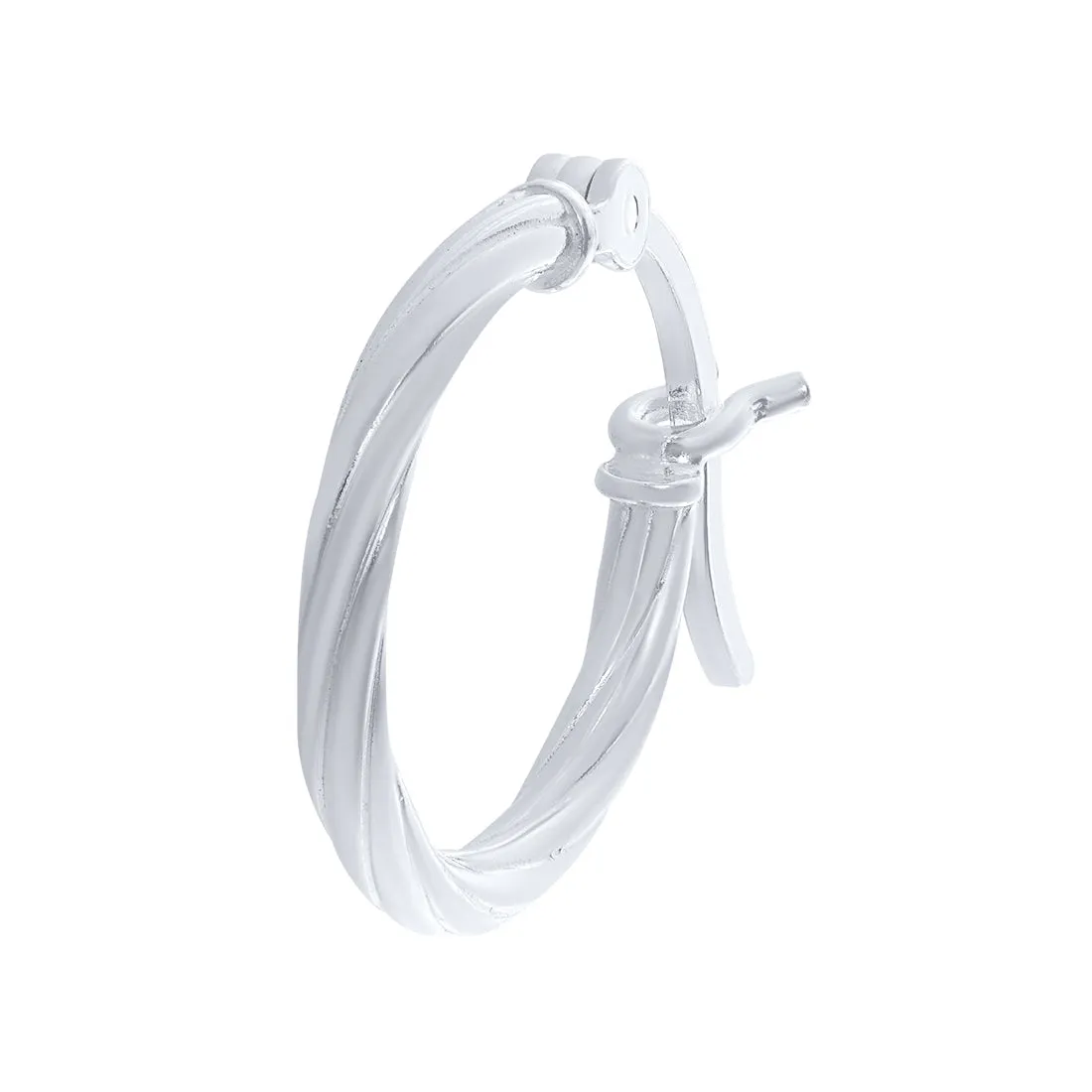 Sterling Silver 15mm Plain Twist Hoop Earrings