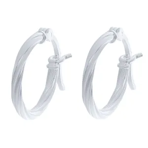 Sterling Silver 15mm Plain Twist Hoop Earrings