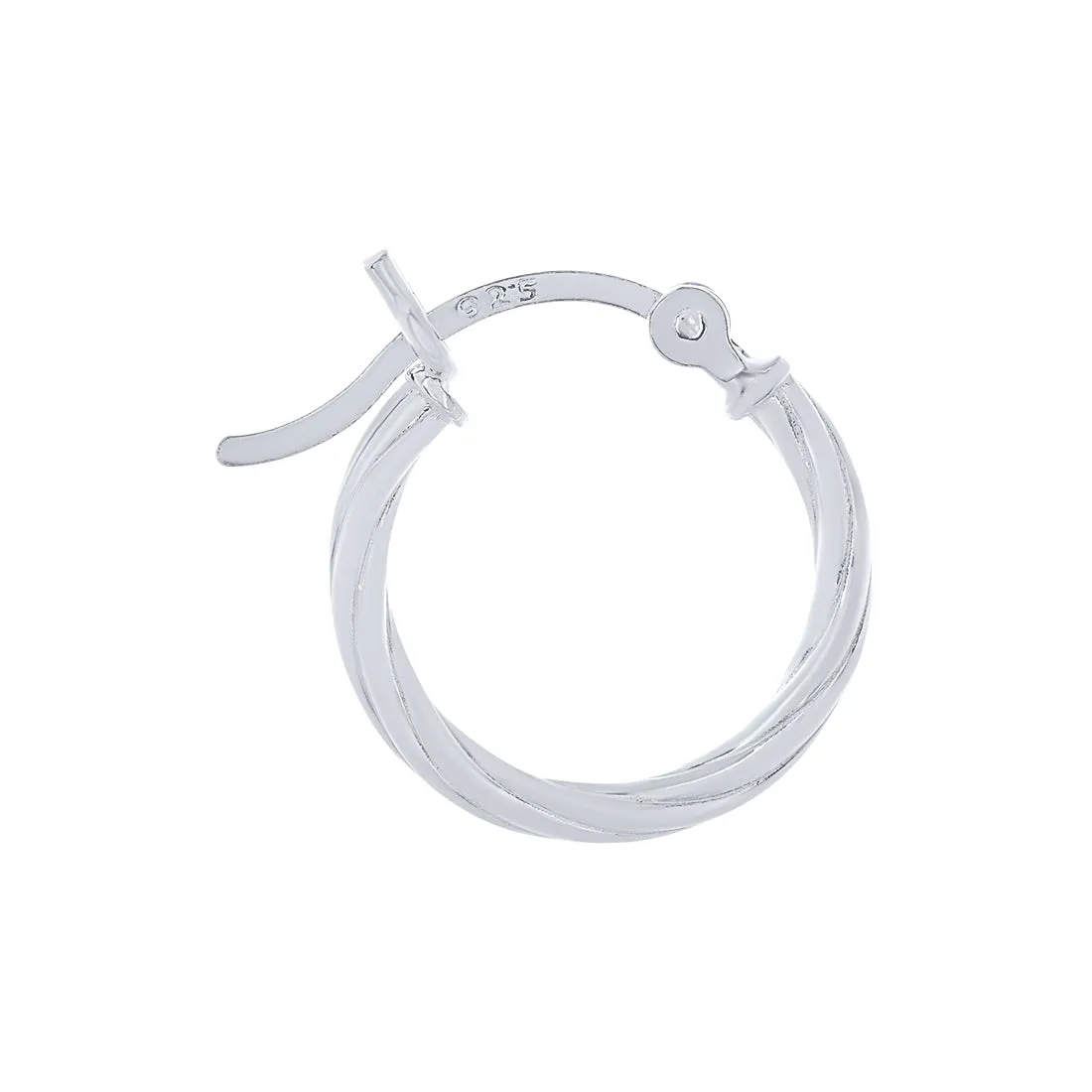 Sterling Silver 15mm Plain Twist Hoop Earrings