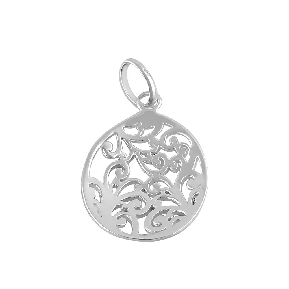 Sterling Silver Oval Vintage Design Pendant