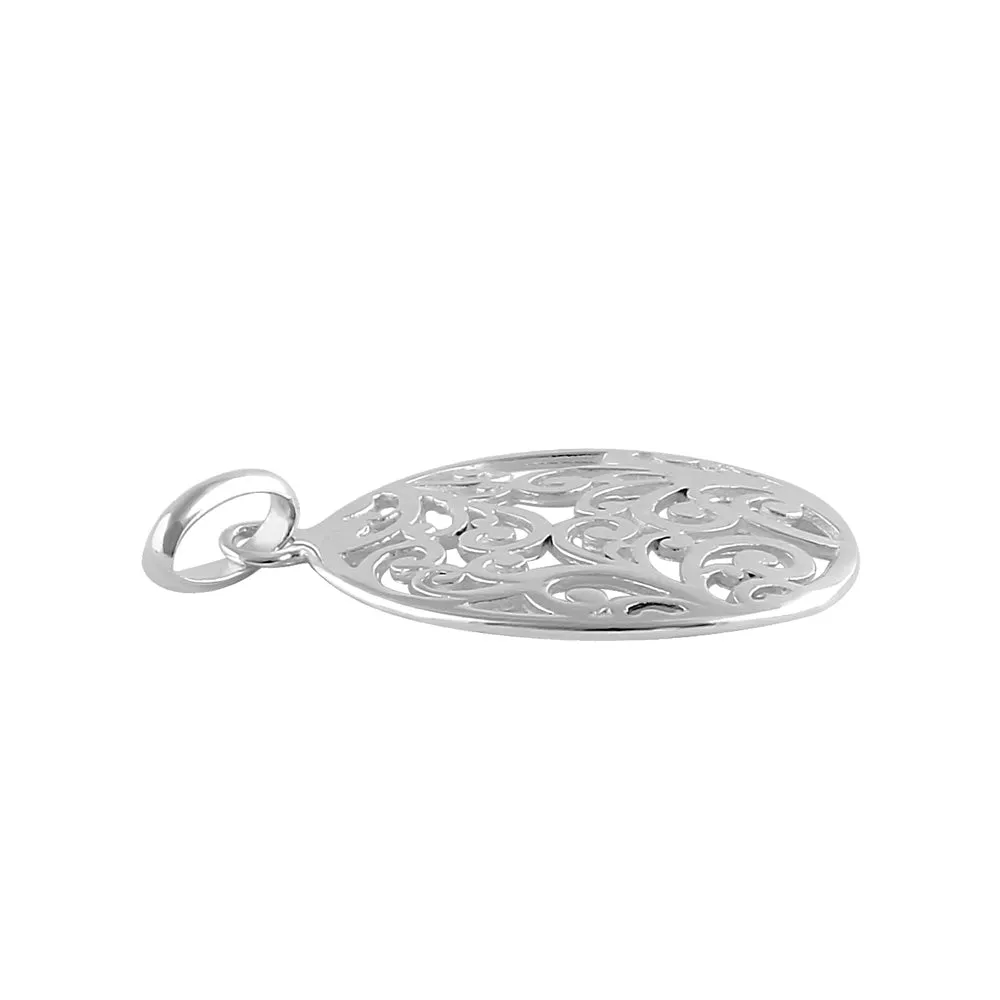Sterling Silver Oval Vintage Design Pendant