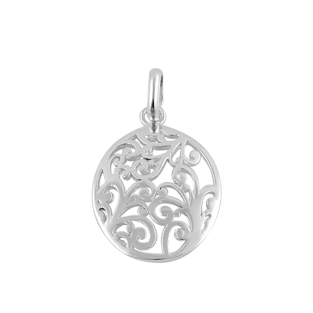 Sterling Silver Oval Vintage Design Pendant