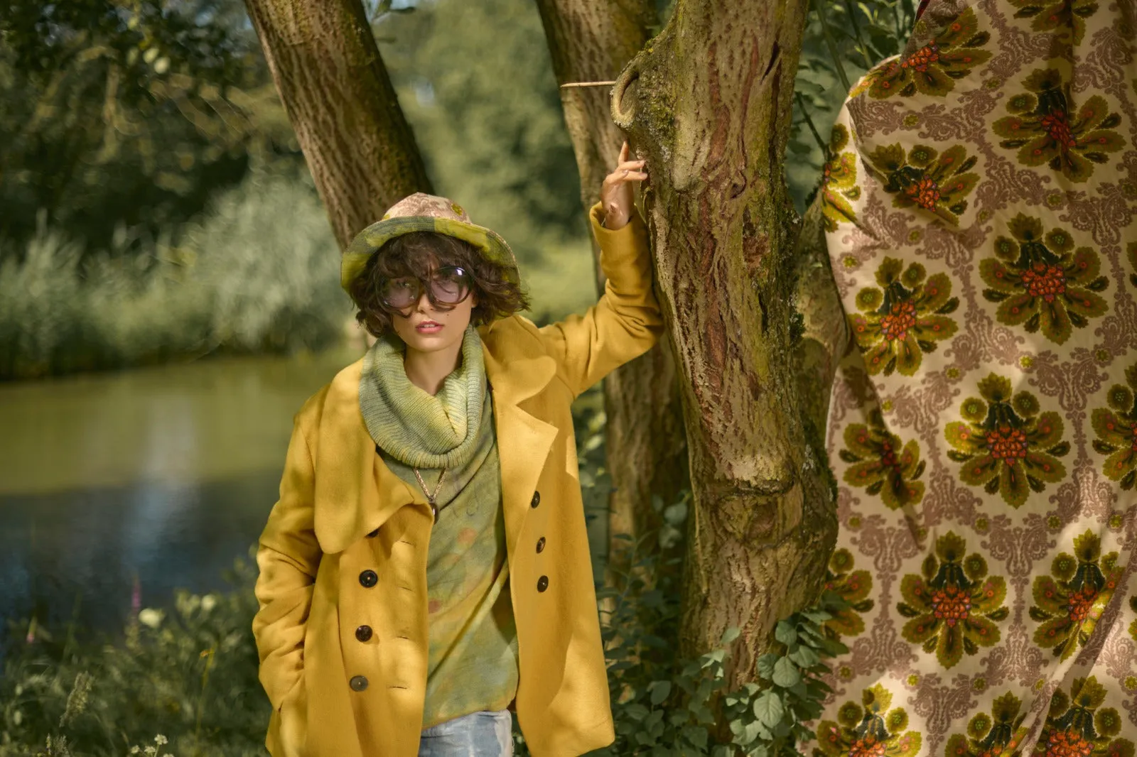 Sunflowers Two Tone Trench Coat