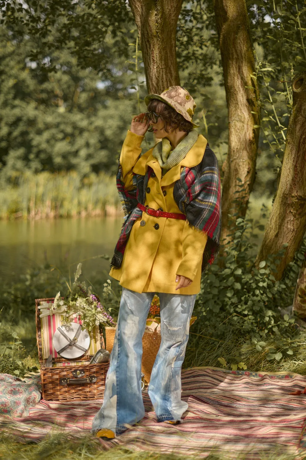 Sunflowers Two Tone Trench Coat