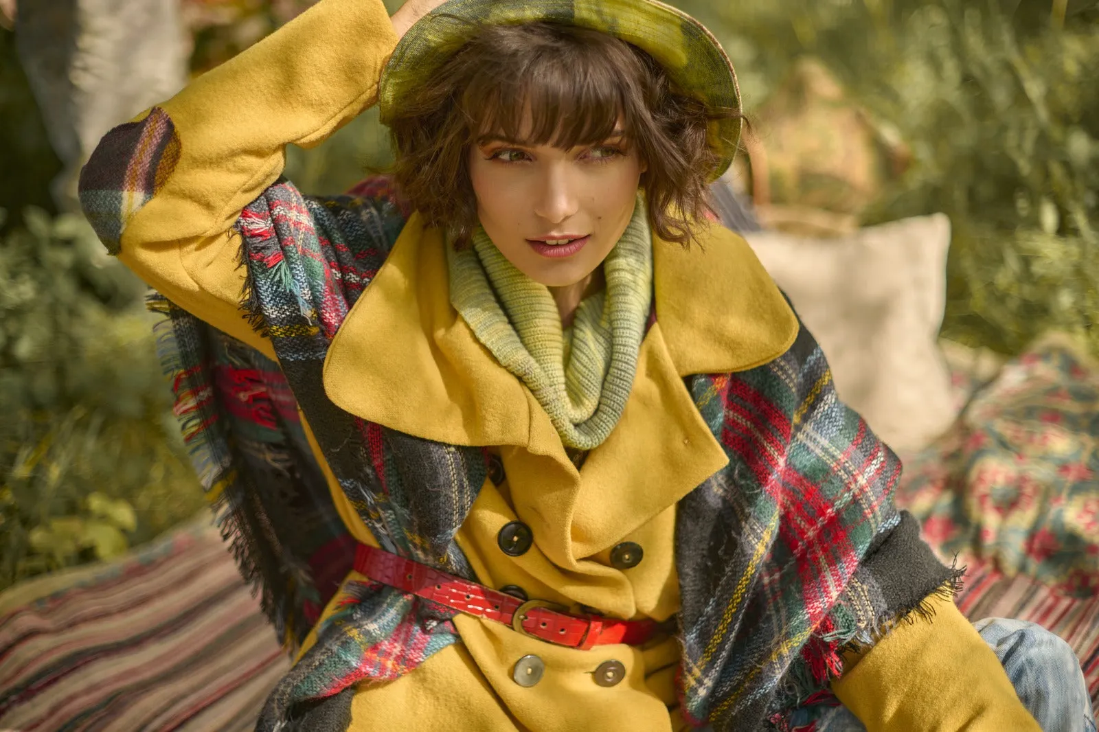 Sunflowers Two Tone Trench Coat
