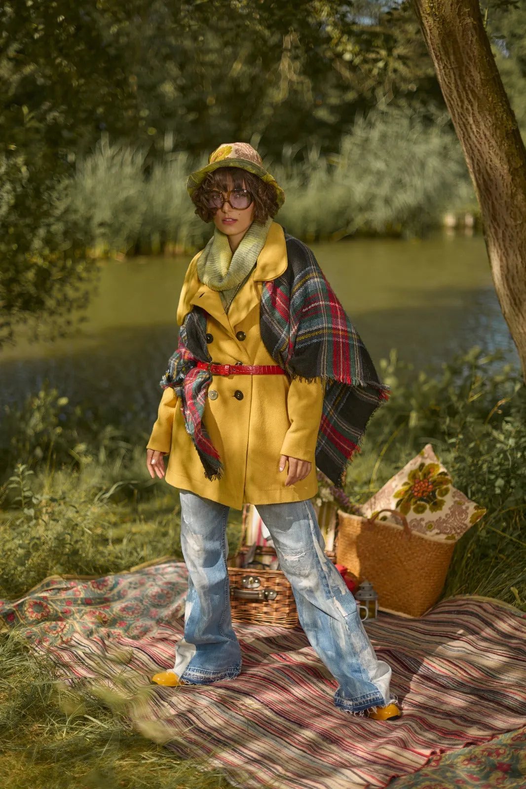 Sunflowers Two Tone Trench Coat