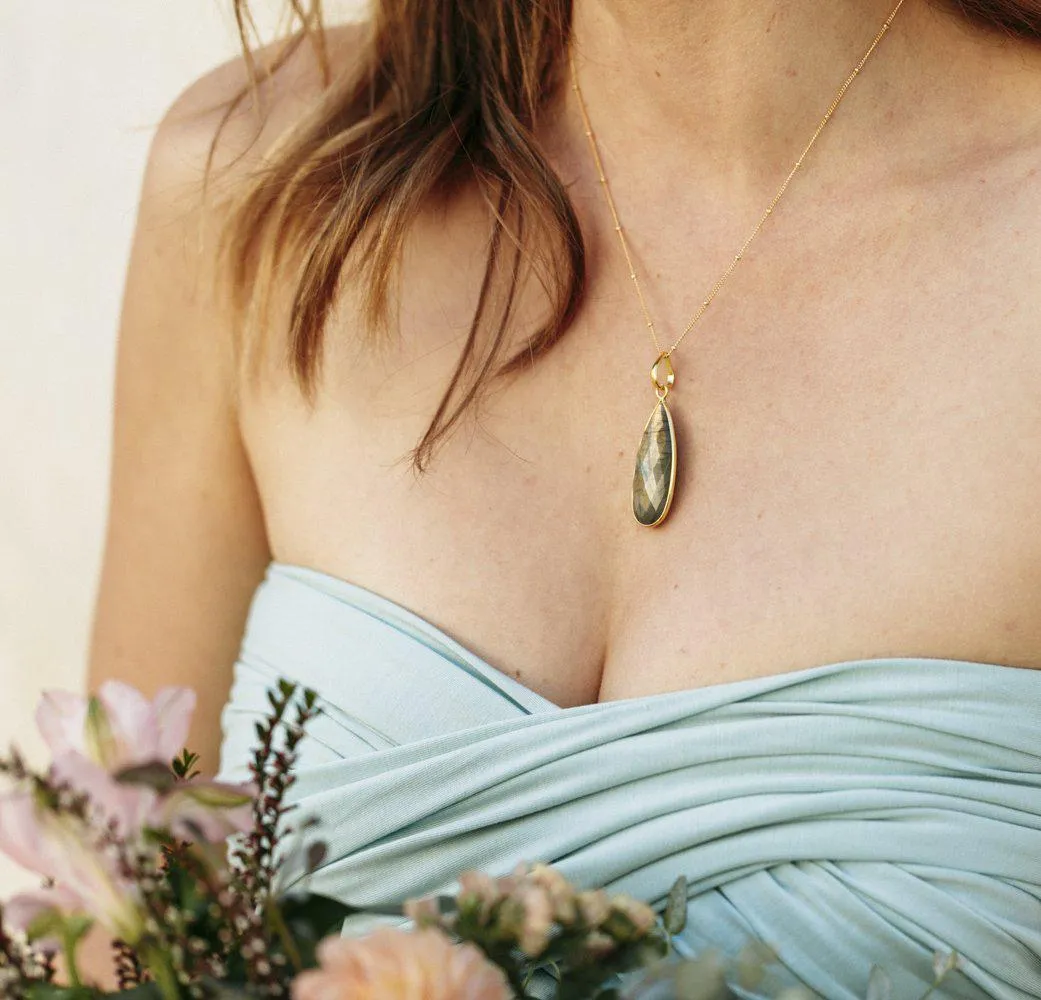 Teardrop Necklace in Labradorite