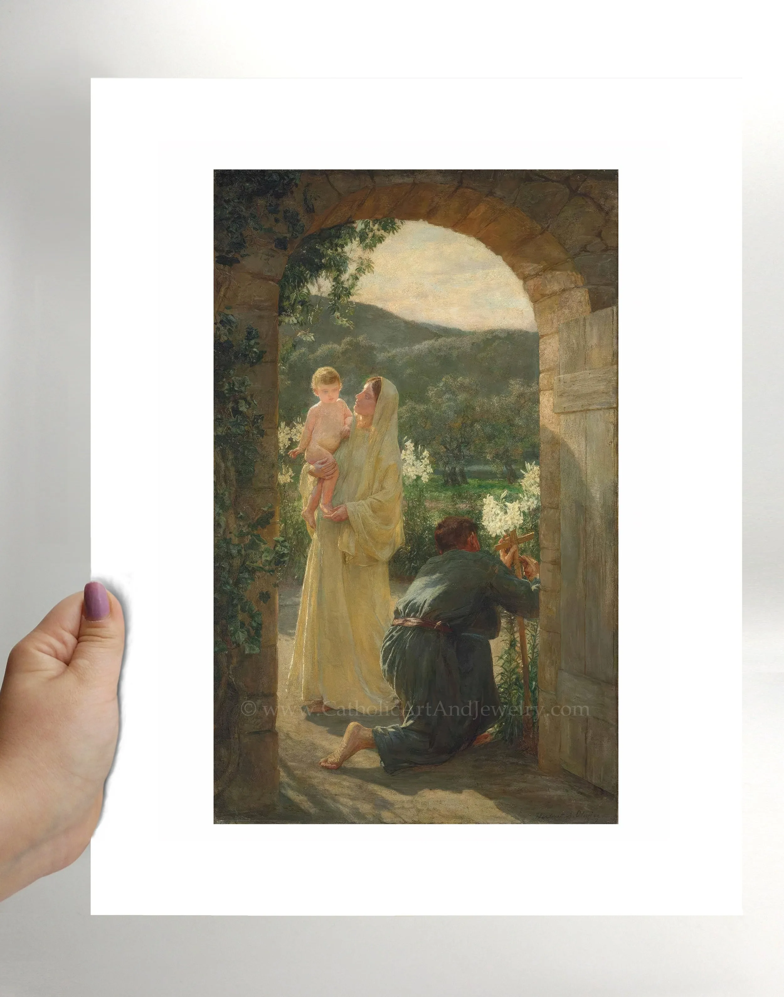 The Holy Family by Their Home – "Within the Gate" by Herbert Arnould Olivier – Catholic Art Print – Catholic Gift – Archival Quality