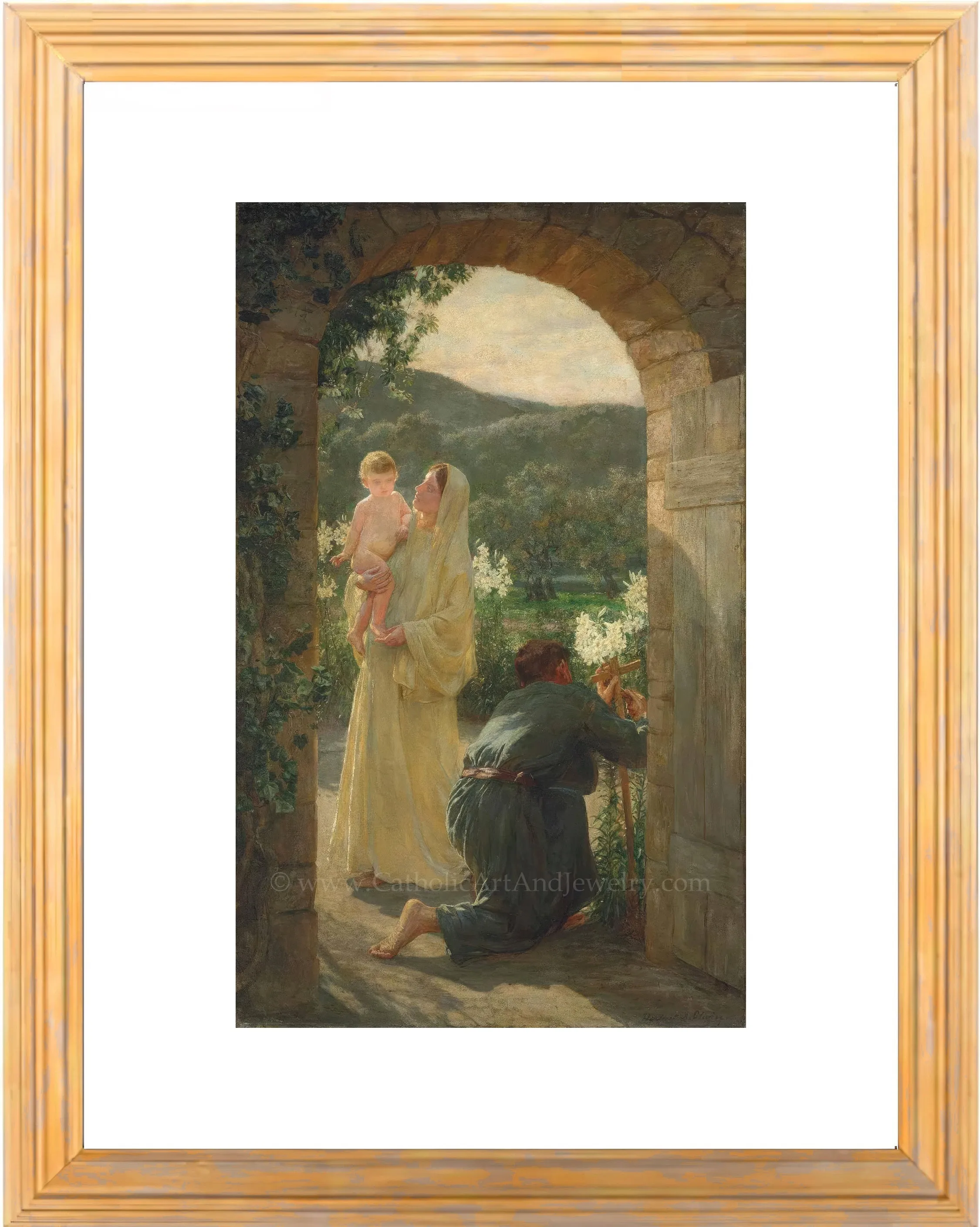 The Holy Family by Their Home – "Within the Gate" by Herbert Arnould Olivier – Catholic Art Print – Catholic Gift – Archival Quality