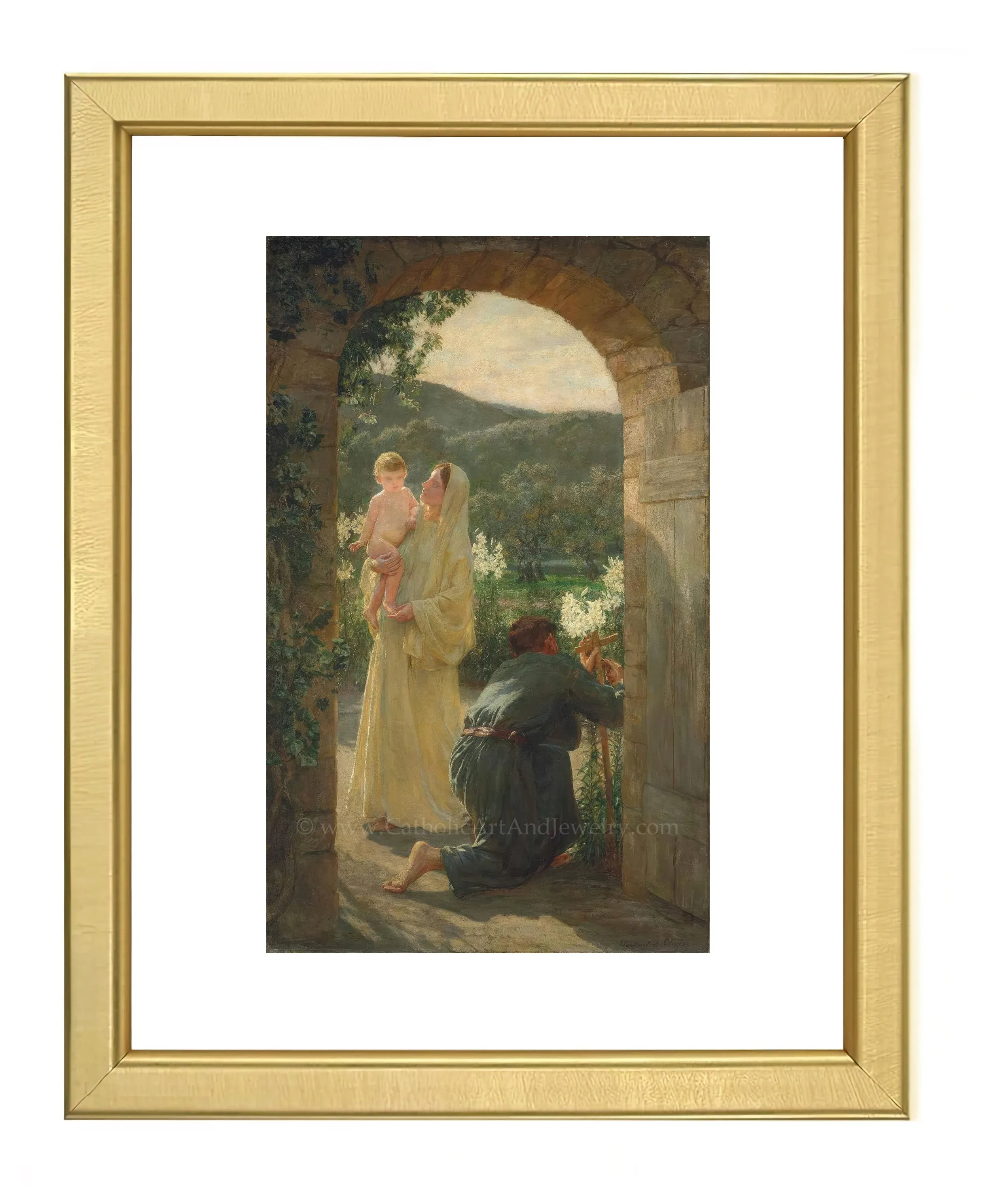 The Holy Family by Their Home – "Within the Gate" by Herbert Arnould Olivier – Catholic Art Print – Catholic Gift – Archival Quality