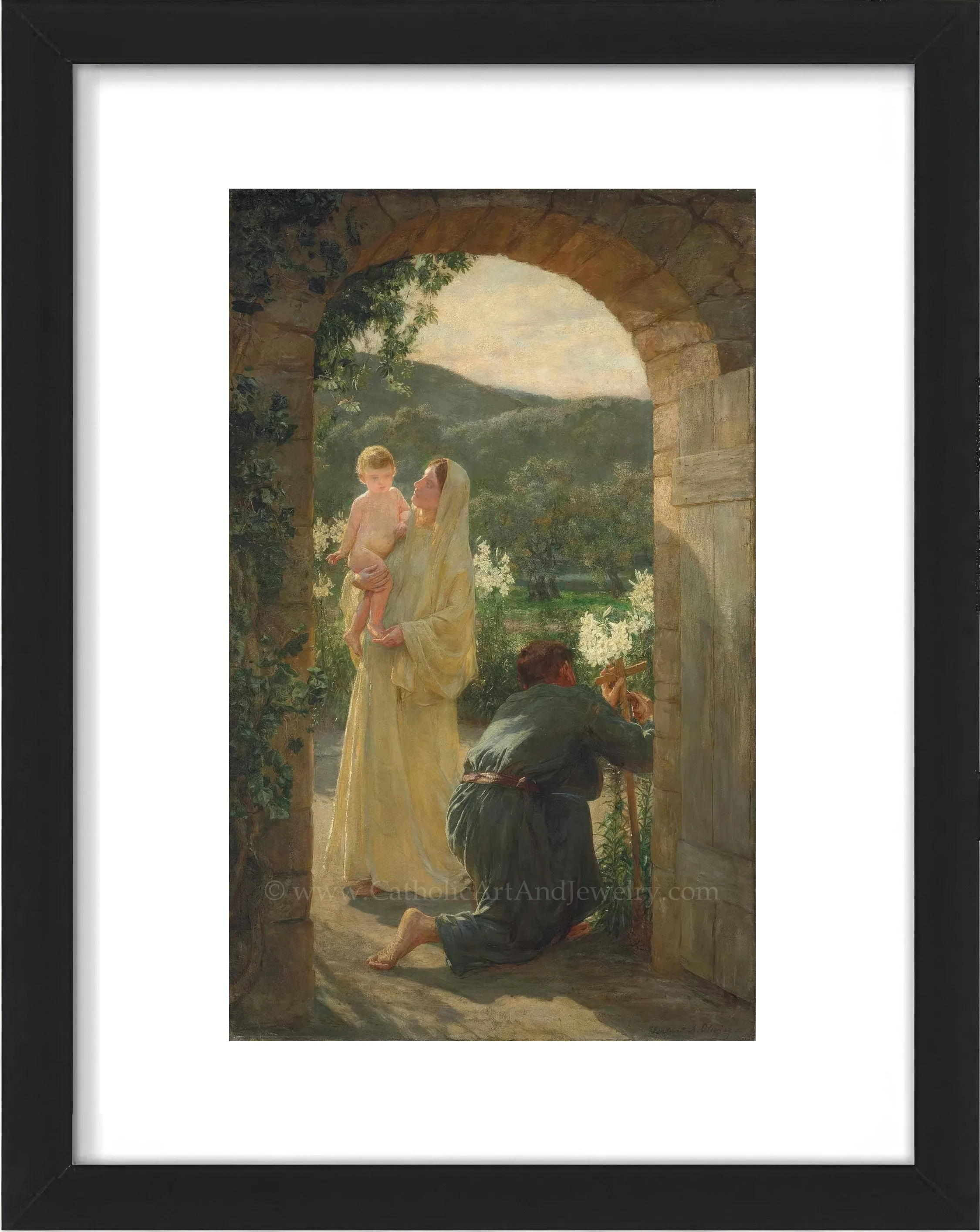 The Holy Family by Their Home – "Within the Gate" by Herbert Arnould Olivier – Catholic Art Print – Catholic Gift – Archival Quality