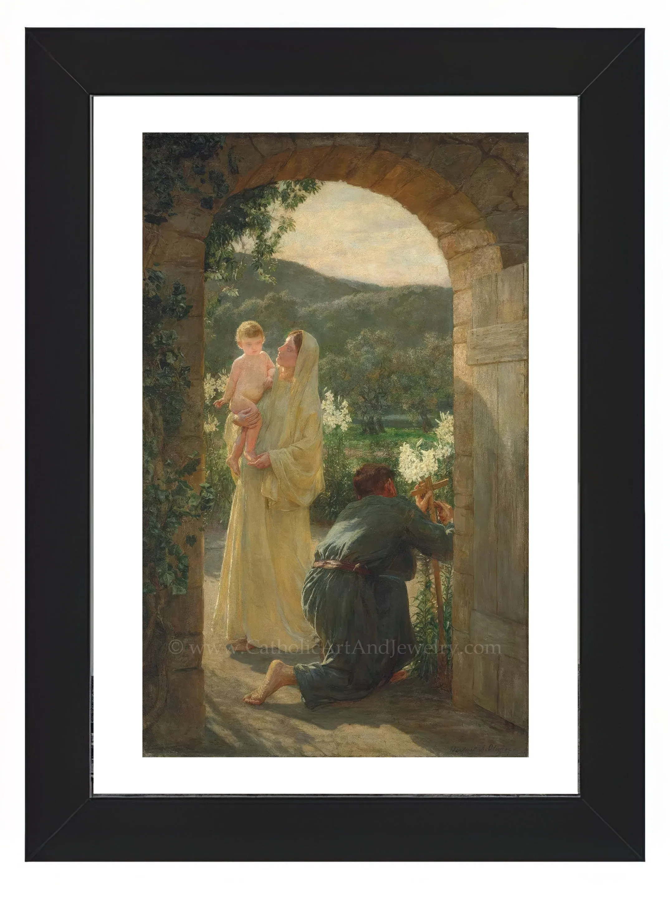 The Holy Family by Their Home – "Within the Gate" by Herbert Arnould Olivier – Catholic Art Print – Catholic Gift – Archival Quality