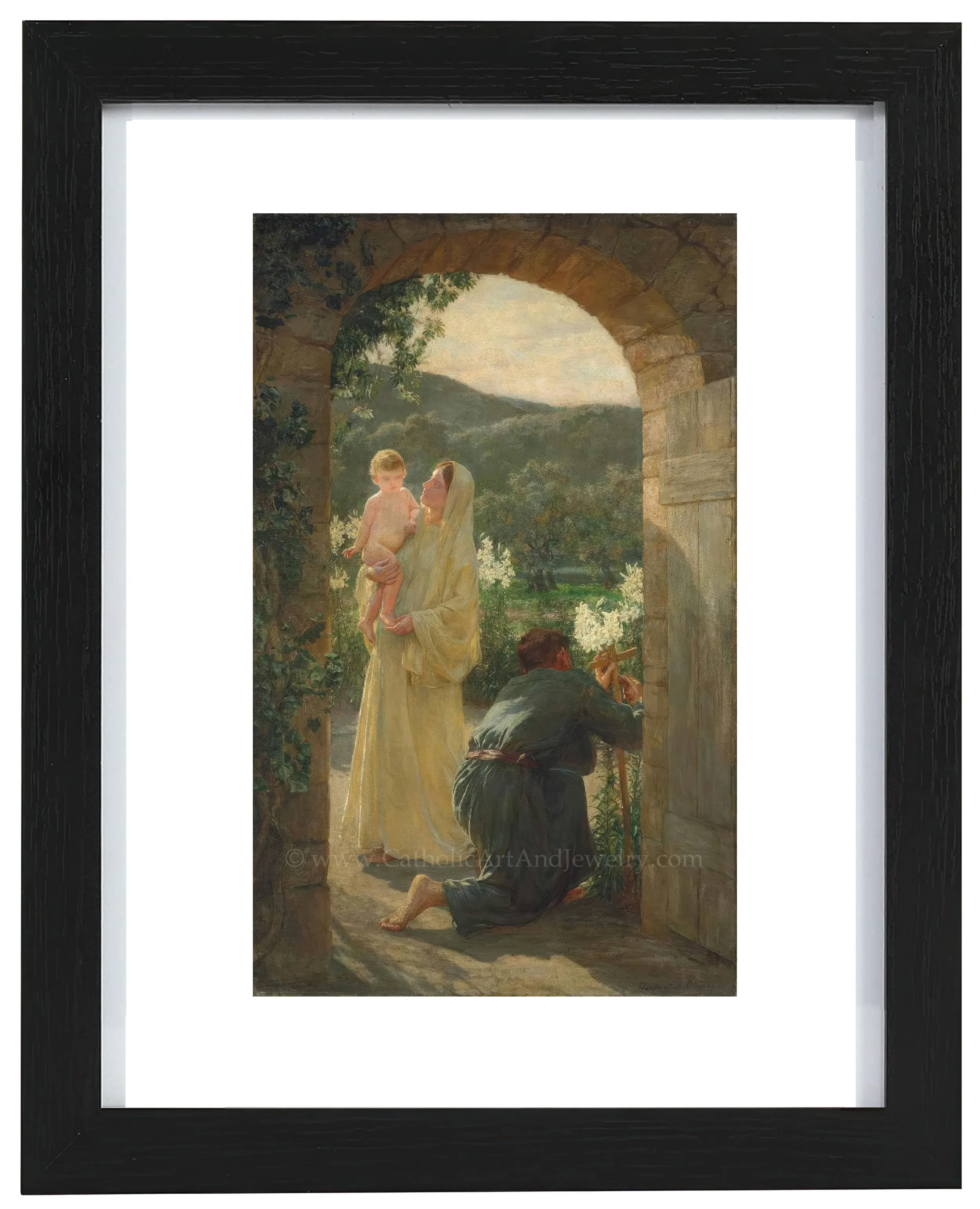 The Holy Family by Their Home – "Within the Gate" by Herbert Arnould Olivier – Catholic Art Print – Catholic Gift – Archival Quality