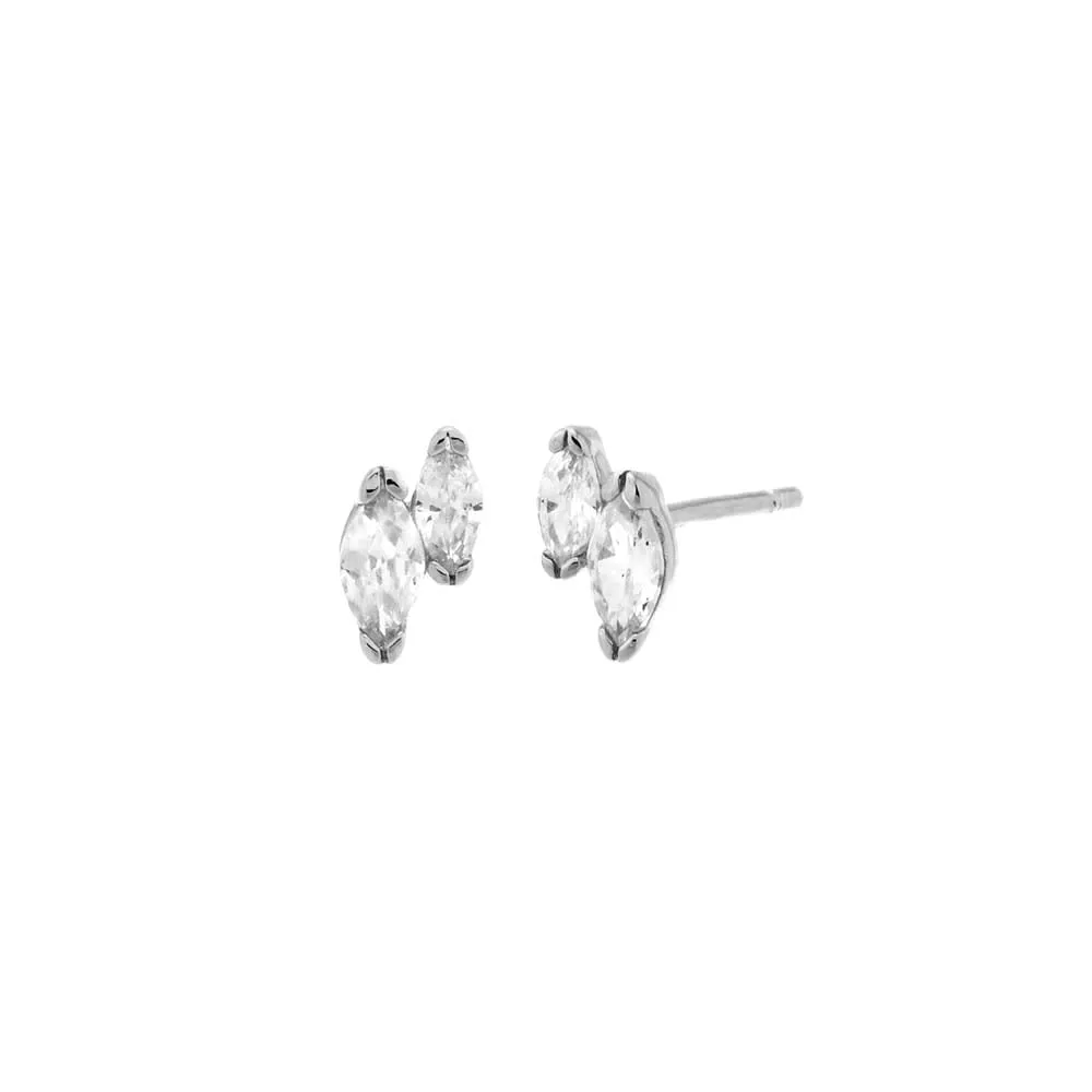 Tiny CZ Double Marquise Stud Earring