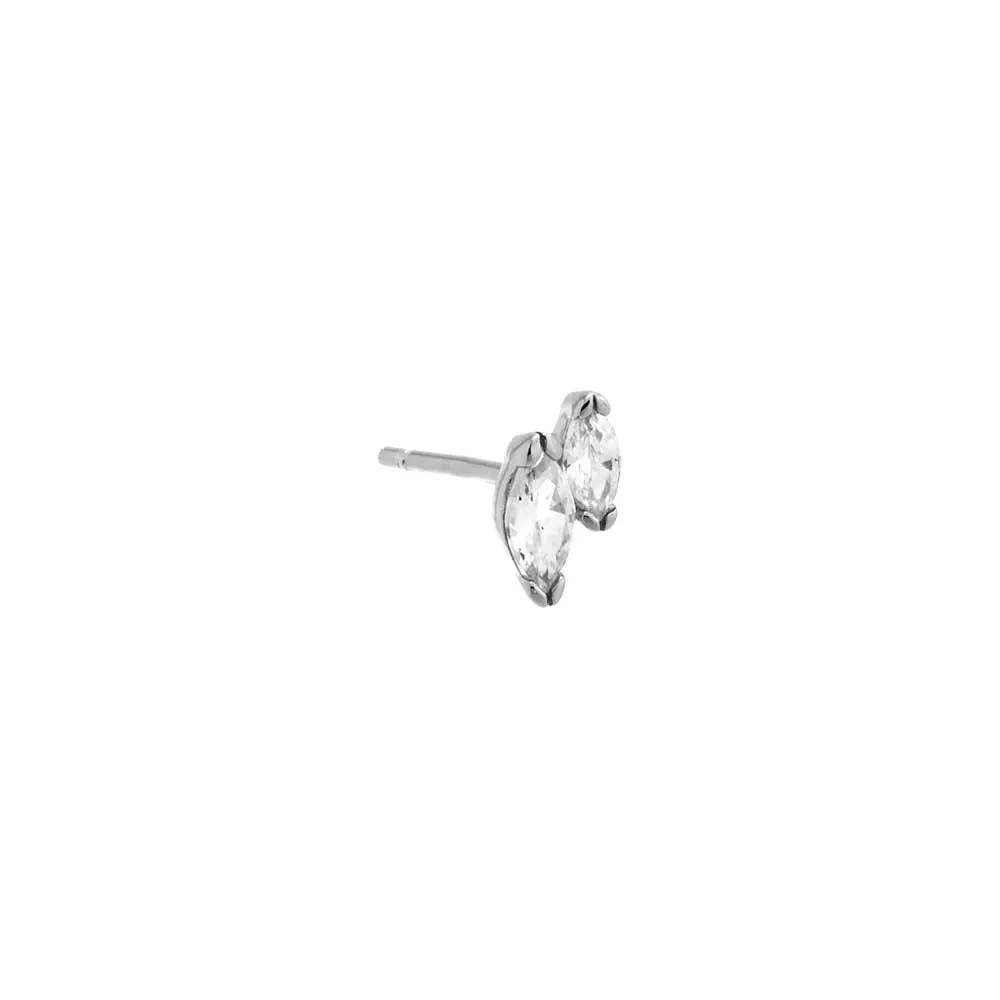 Tiny CZ Double Marquise Stud Earring