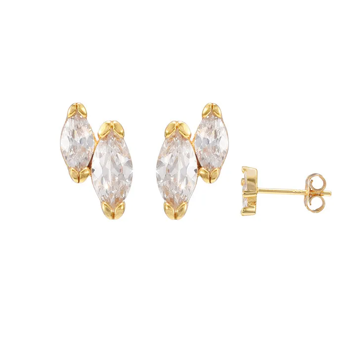 Tiny CZ Double Marquise Stud Earring