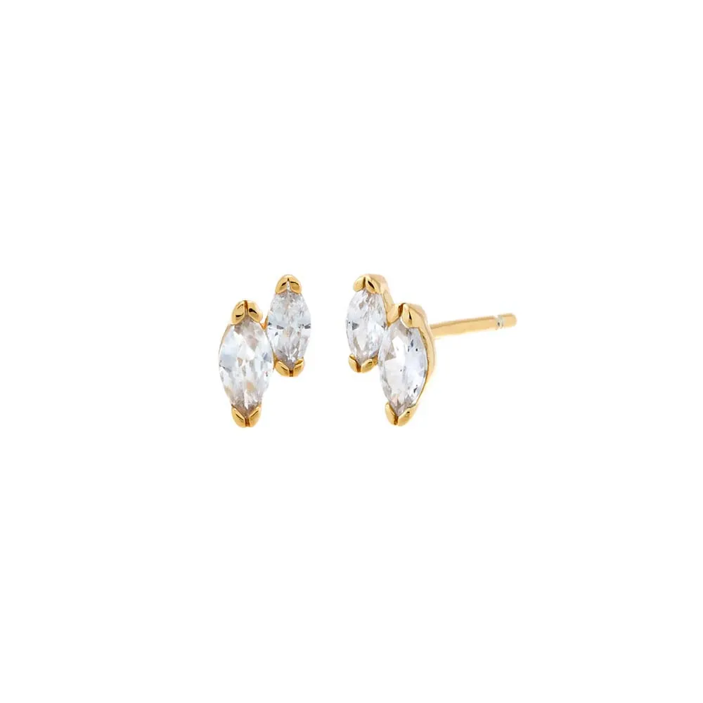Tiny CZ Double Marquise Stud Earring