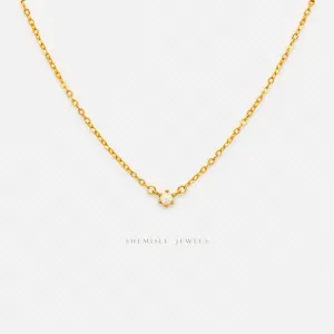 Tiny Opal Stone Necklace, Unisex, Gold, Silver  (14.5" 2.5") SHEMISLI - SN007