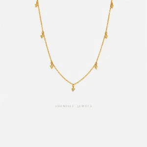 Tiny Triangle Drops Necklace, Unisex, Gold, Silver  (15.5" 2") SHEMISLI - SN029
