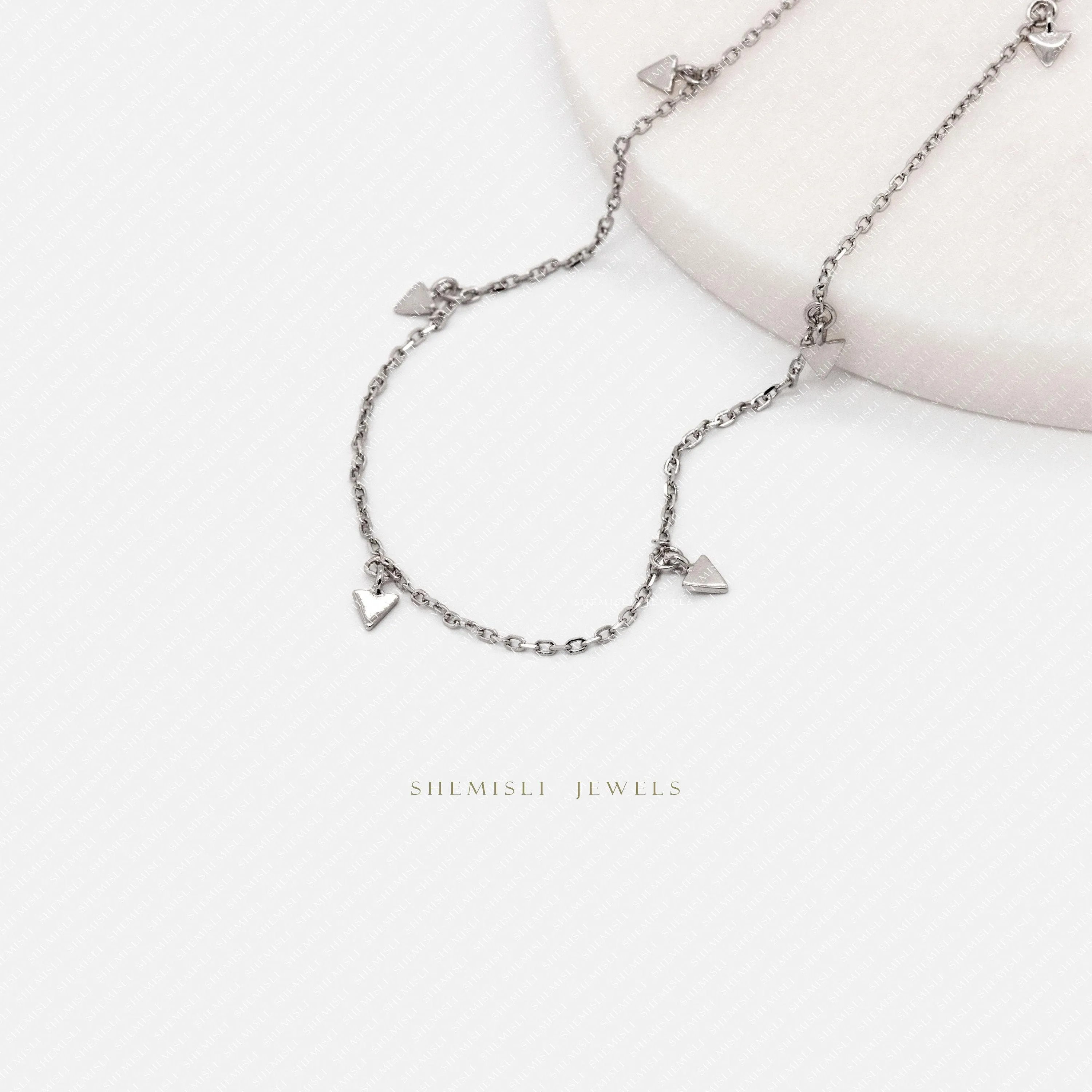 Tiny Triangle Drops Necklace, Unisex, Gold, Silver  (15.5" 2") SHEMISLI - SN029