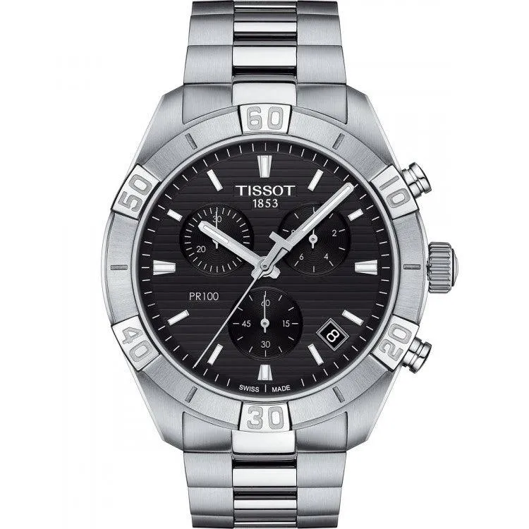 Tissot Clock Pr 100 Sport Gent Chronograph 44mm Black Quartz Steel T101.617.11.051.00