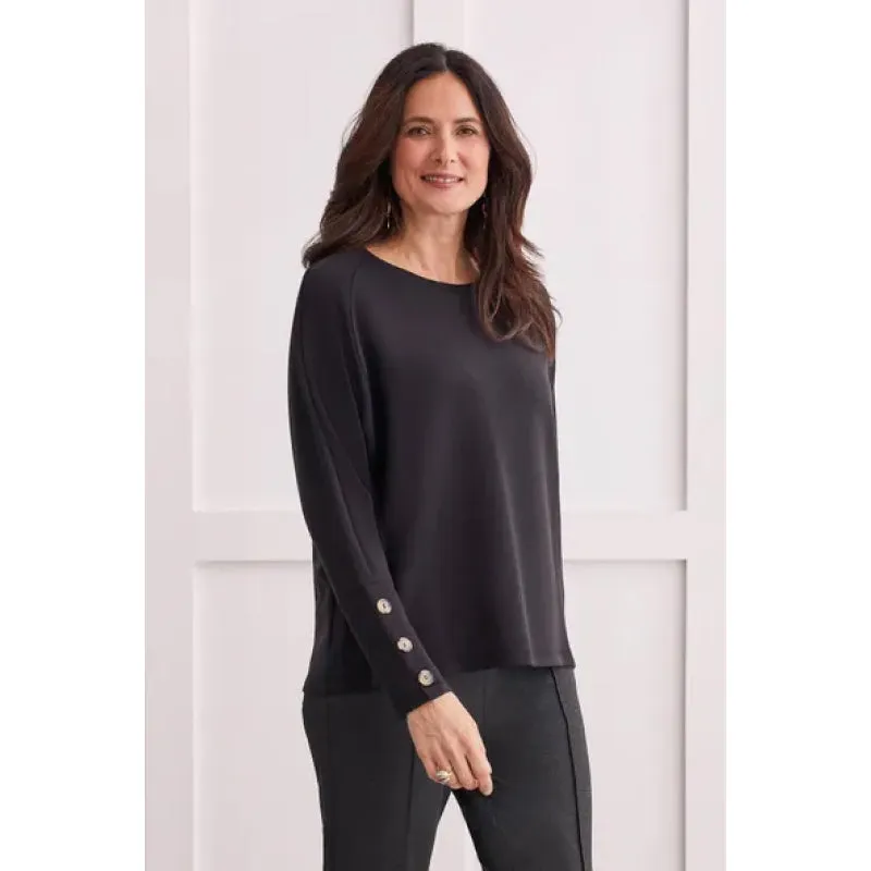 Tribal Long Sleeve Crew Neck Top with Buttons