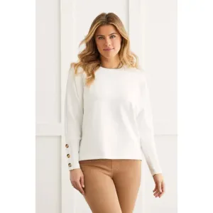 Tribal Long Sleeve Crew Neck Top with Buttons