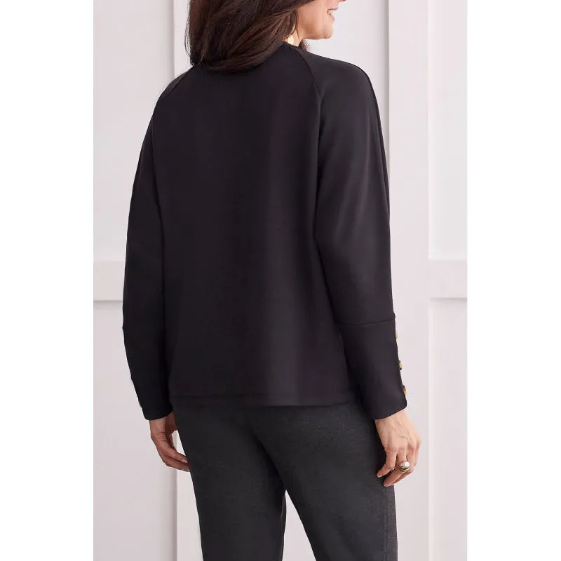 Tribal Long Sleeve Crew Neck Top with Buttons