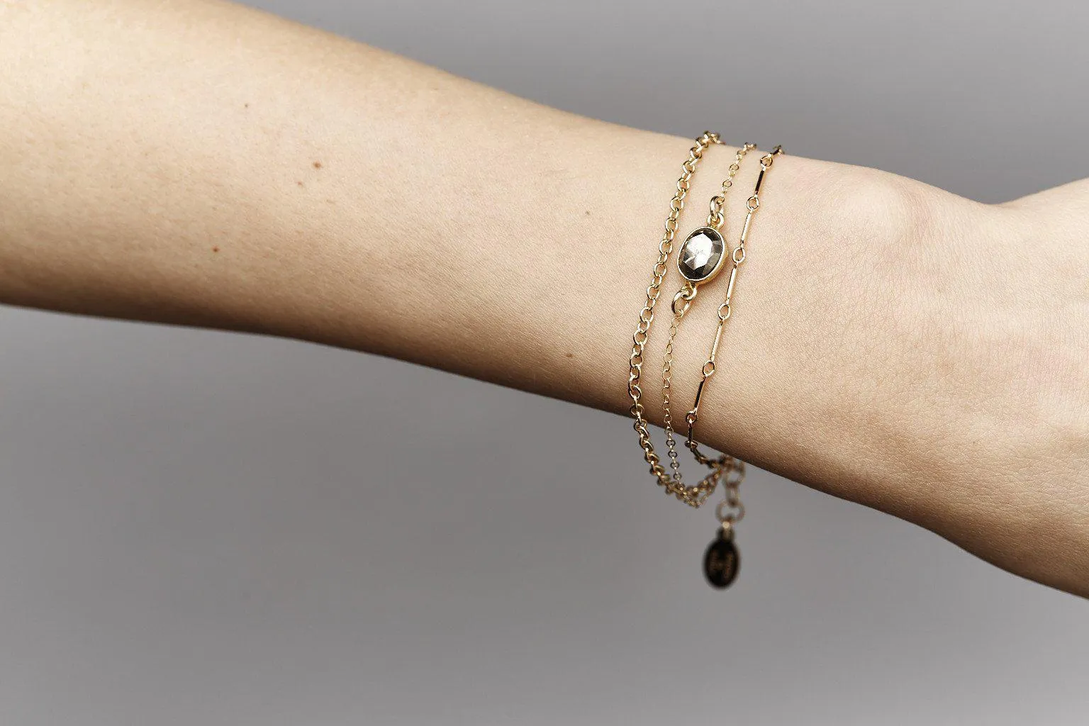 Triple Chain Bracelet in Pyrite