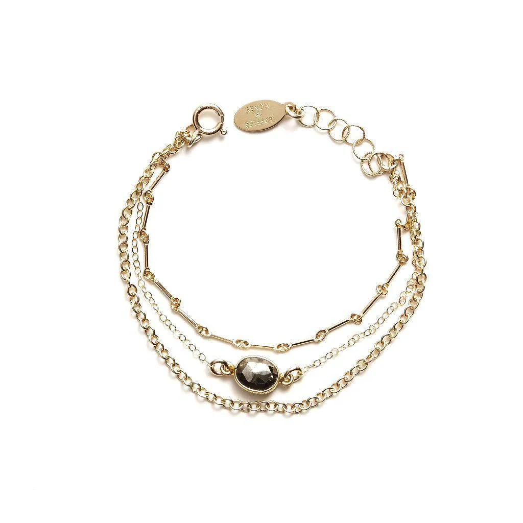 Triple Chain Bracelet in Pyrite
