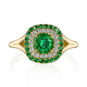 Tsavorite Garnet and Diamond Duet Ring