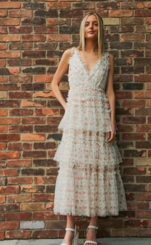 Tulle Floral Print Retro Dress