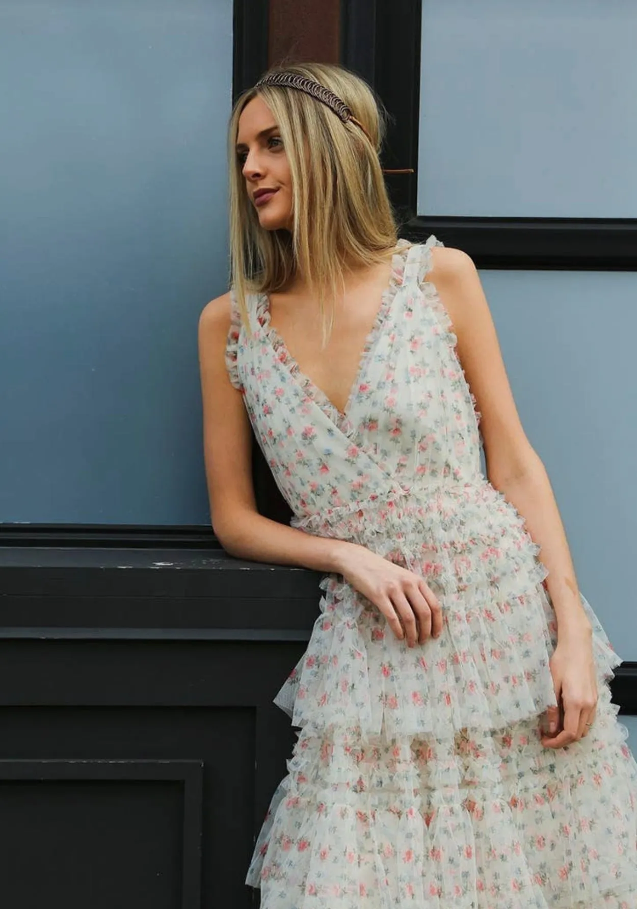 Tulle Floral Print Retro Dress