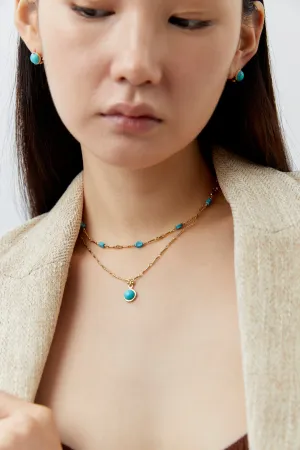 Turquoise Coin Pendant Necklace