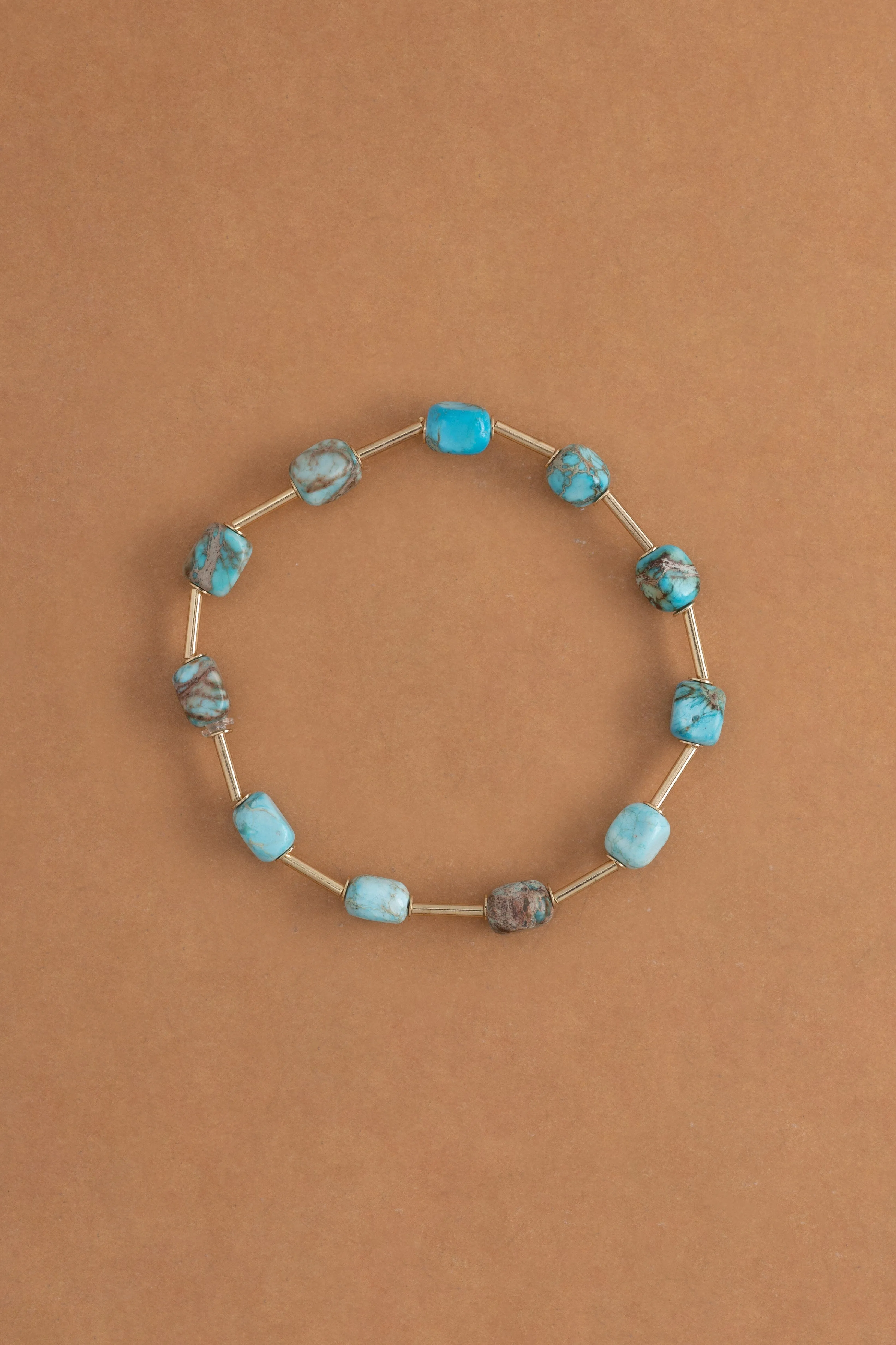 Turquoise Stone Bead Stretchy Bracelet