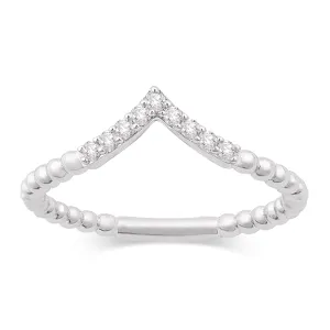 V Shape Ring with 0.10ct of Diamonds in Sterling Silver