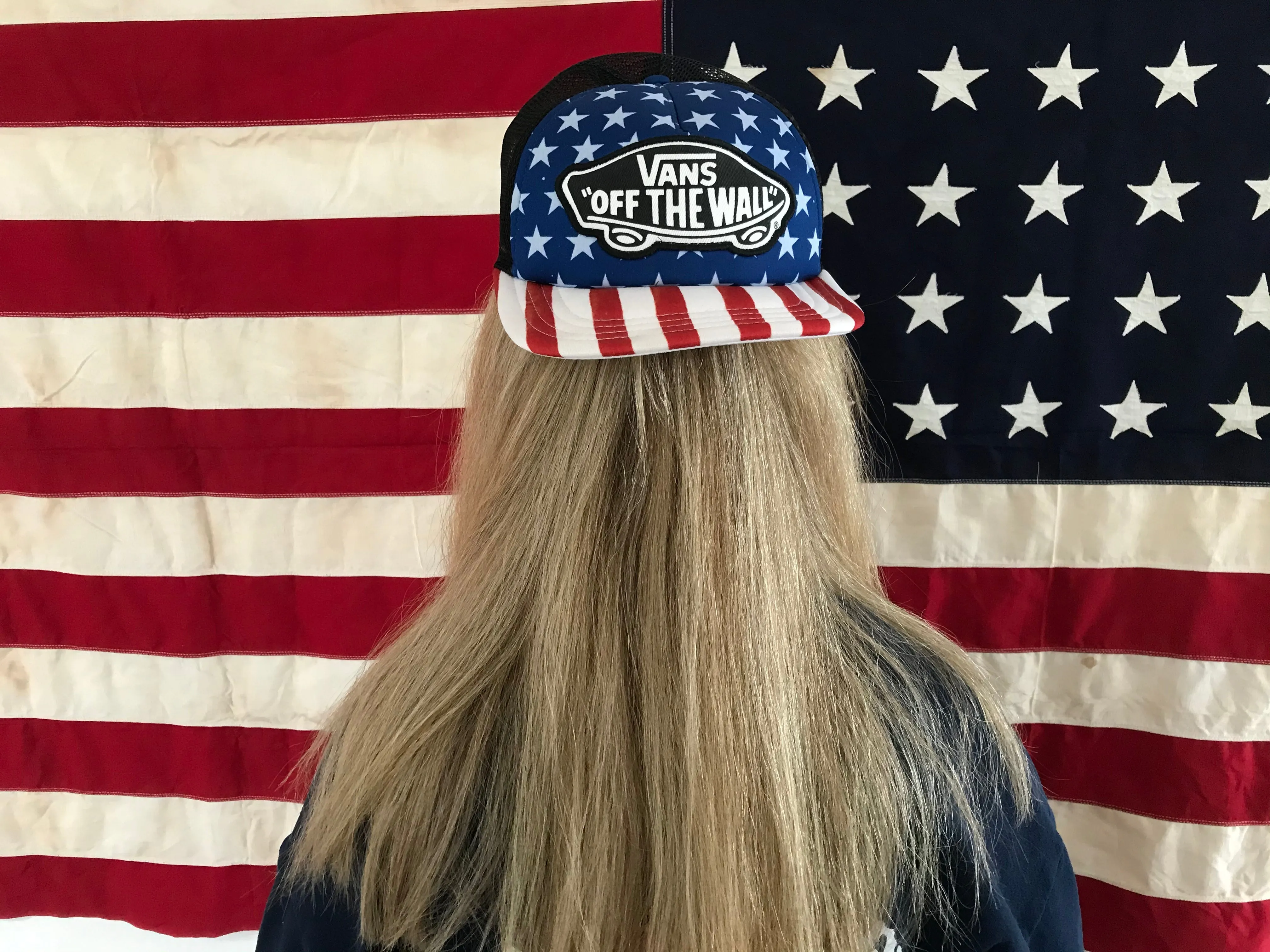 Vans 90’s Vintage Trucker Adjustable SnapBack Hat Americana Stars & Stripes
