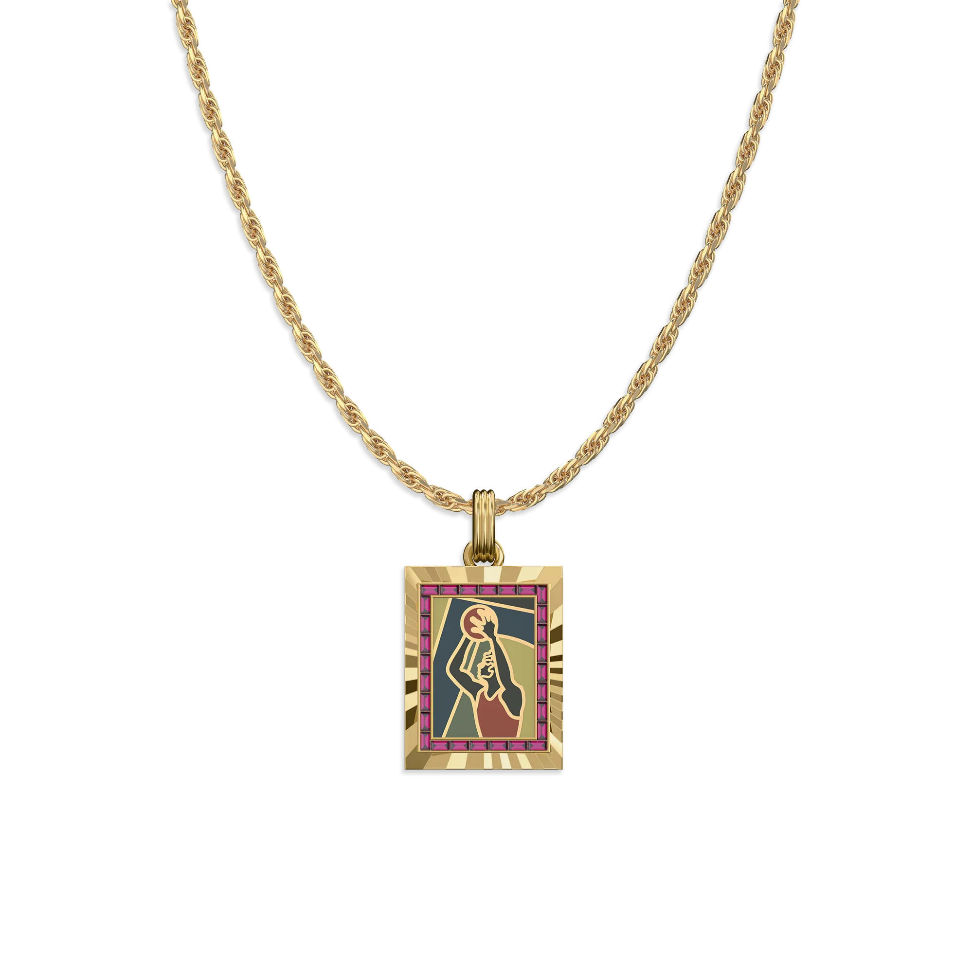 'Victory Emblem' Basketball Gemstone Pendant