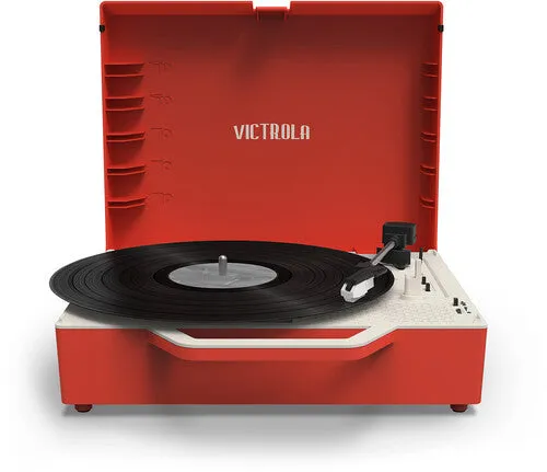 Victrola VSC-725SB-POR Re-Spin Sustainable Suitcase Record Player - Red (Large Item, Bluetooth, Red, Built-In Speakers)