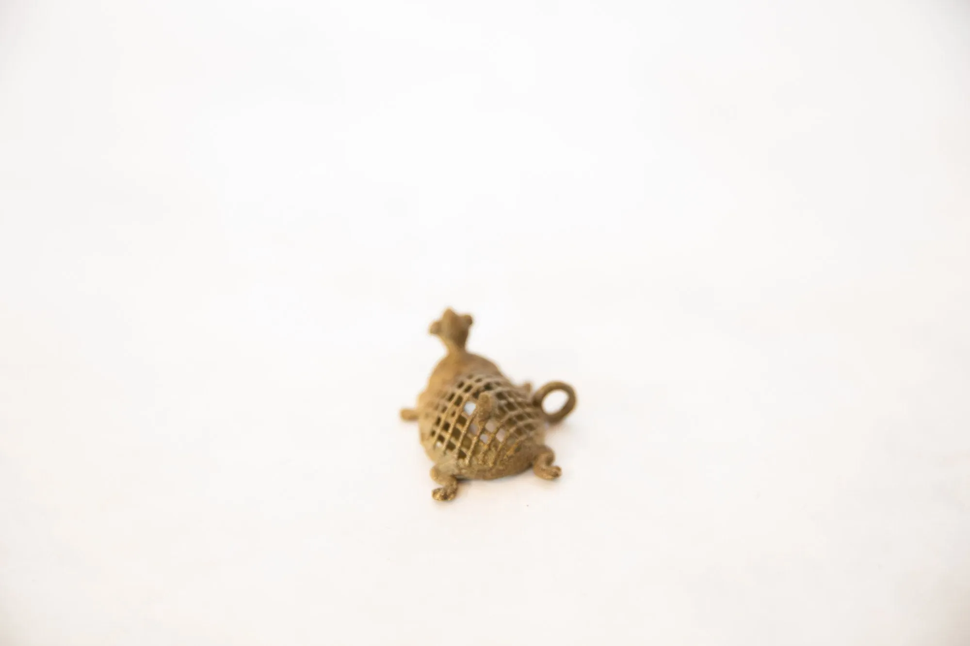 Vintage African Bronze Mesh Design Turtle Pendant