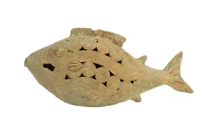 Vintage African Oxidized Bronze Wire Design Fish Large