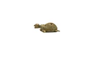 Vintage African Oxidized Bronze Wire Design Turtle Pendant