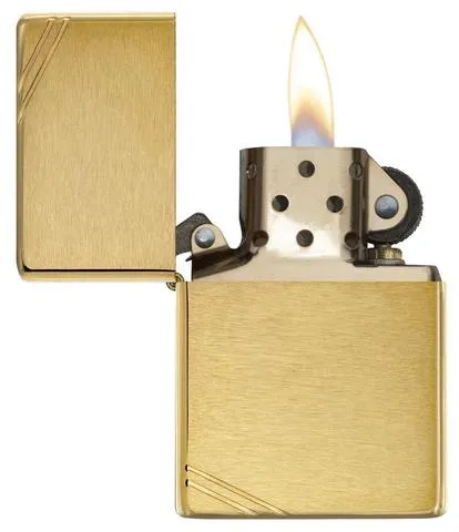 Vintage brushed brass w/ slashes Zippo lighter (fuel NOT included)