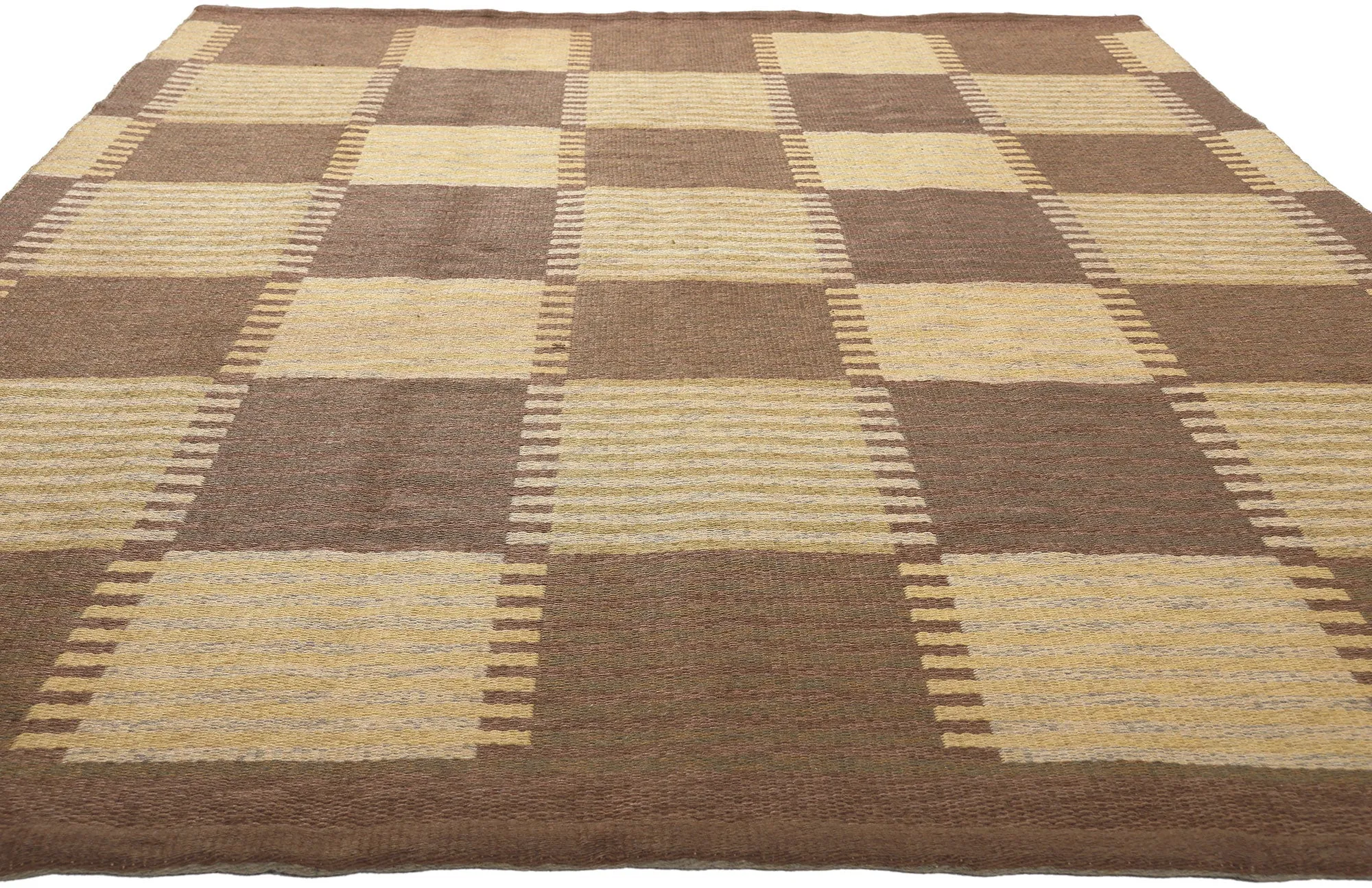 Vintage Checkered Swedish Kilim Rug