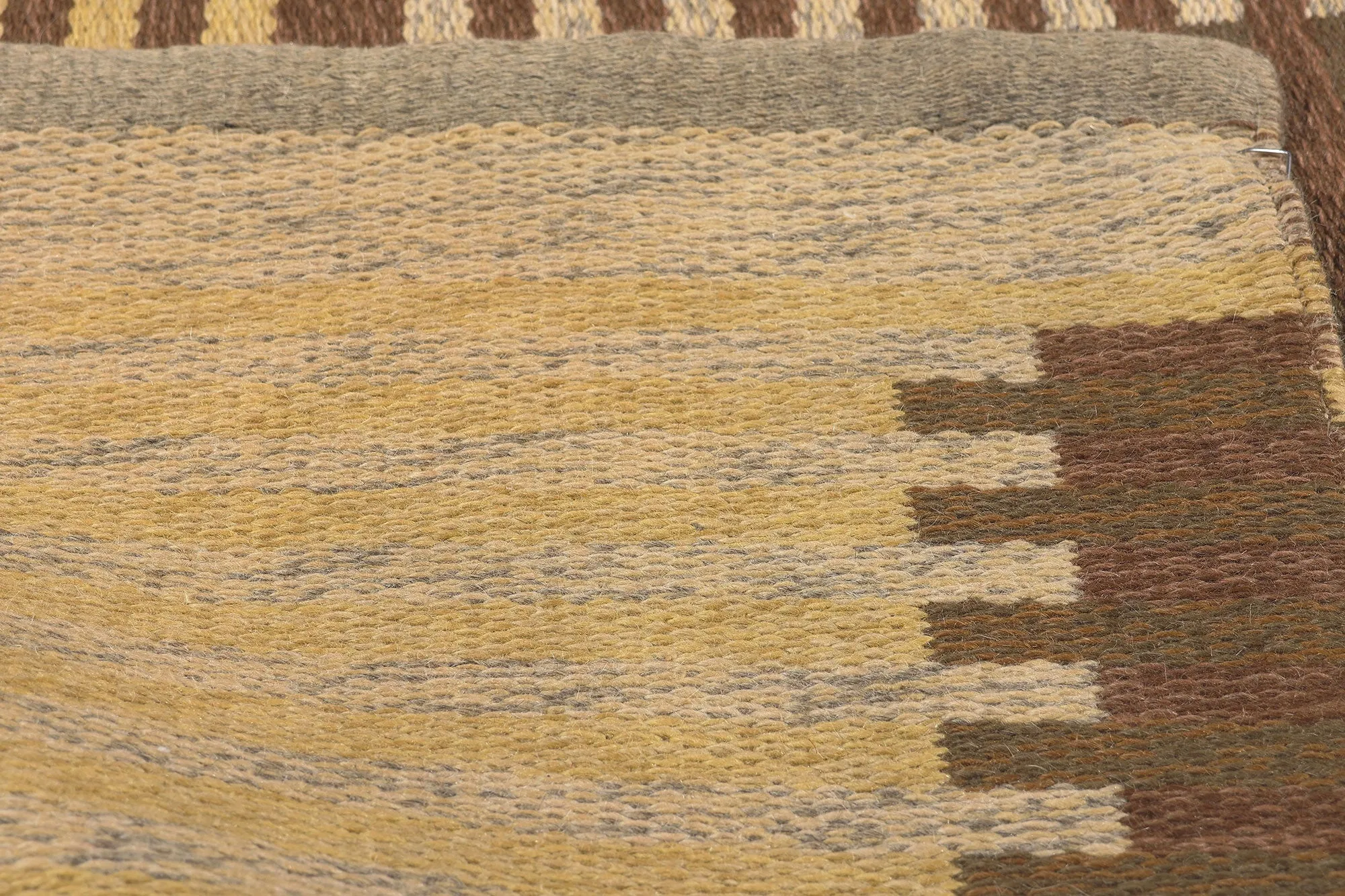 Vintage Checkered Swedish Kilim Rug