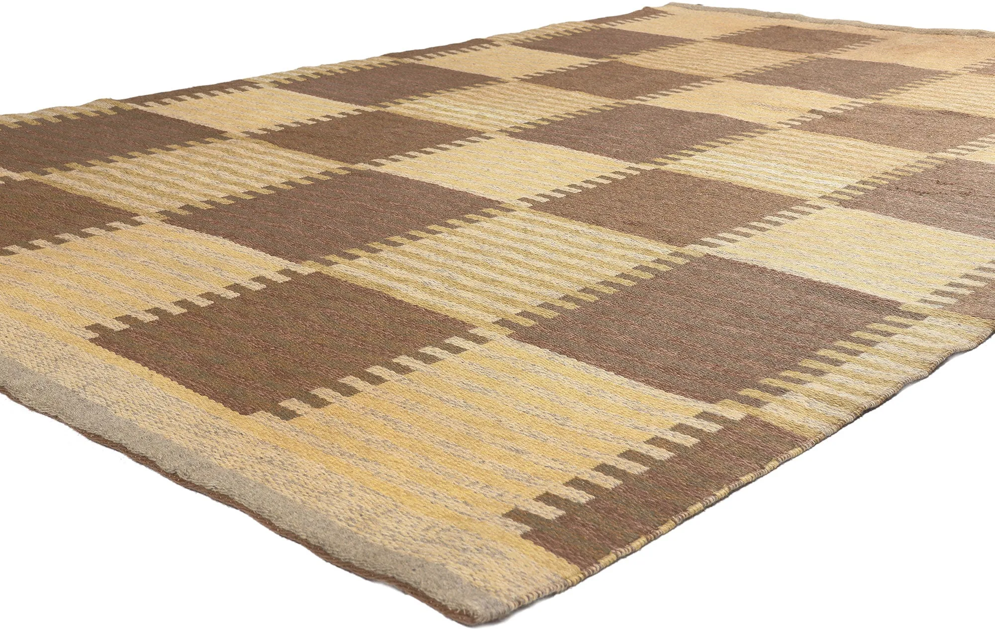 Vintage Checkered Swedish Kilim Rug