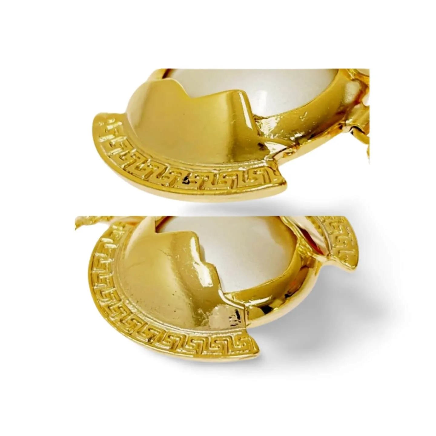 Vintage Gianni Versace medusa face and pearl earrings. Must have Lady Gaga style jewelry piece. Great gift. 060305k1