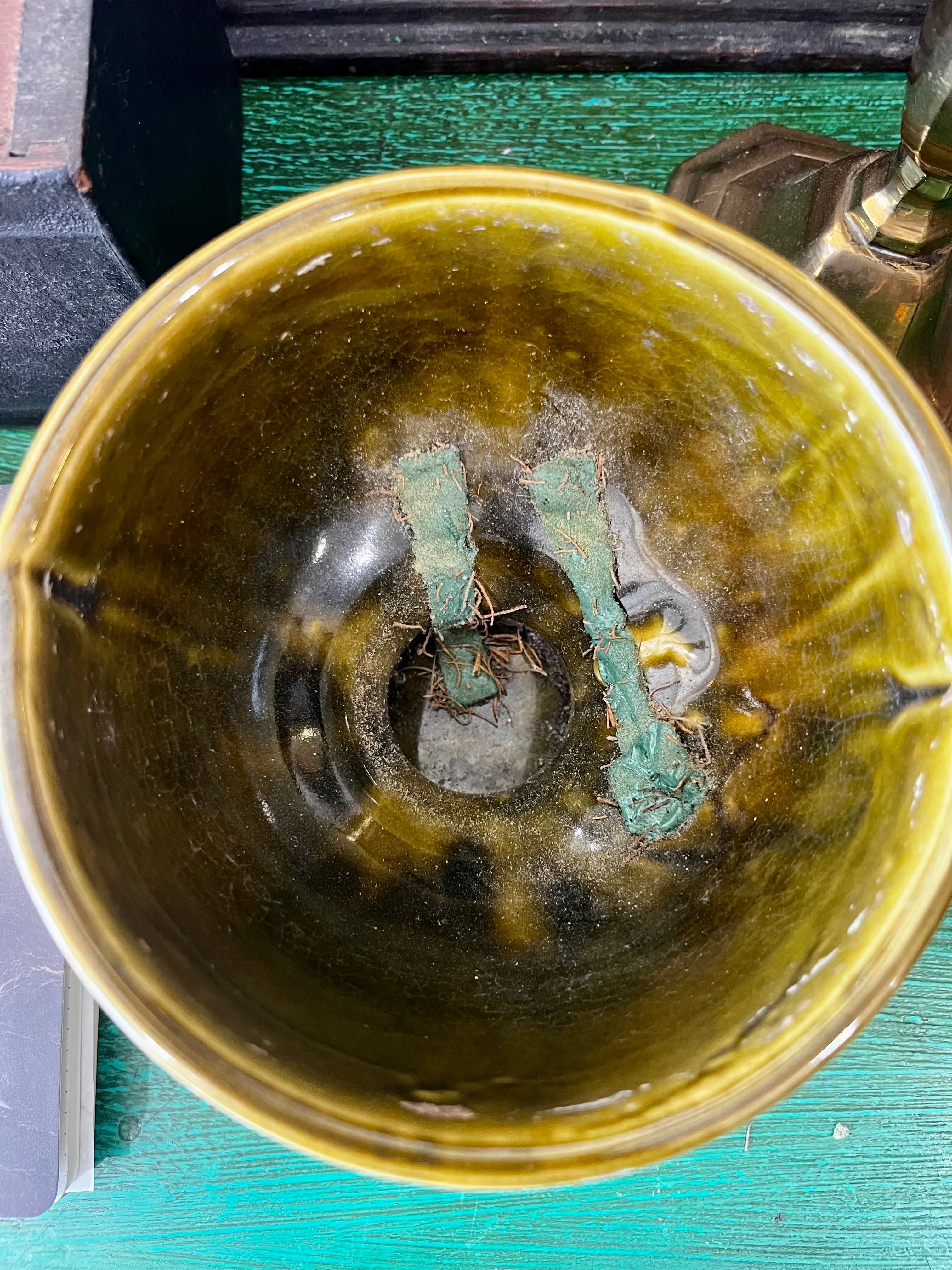 Vintage Green Bowl Vase